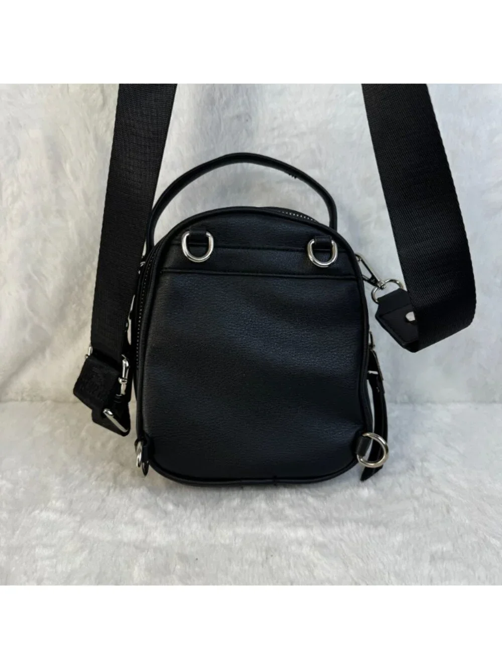 Madden NYC Black Mini Crossbody Shoulder Bag  Adjustable Strap Faux Leather